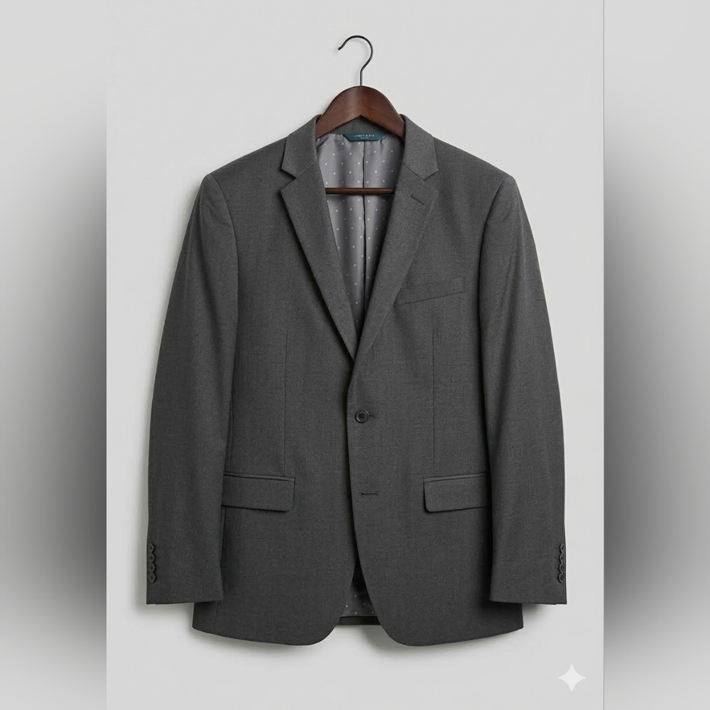 Men's Gray Single-Breasted Suit Jacket